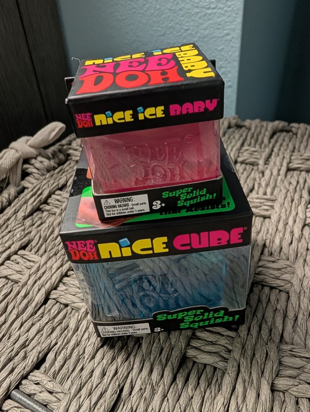 NeeDoh Nice Cube Super Solid Squish - BlueNeeDoh Nice Ice Baby Pink